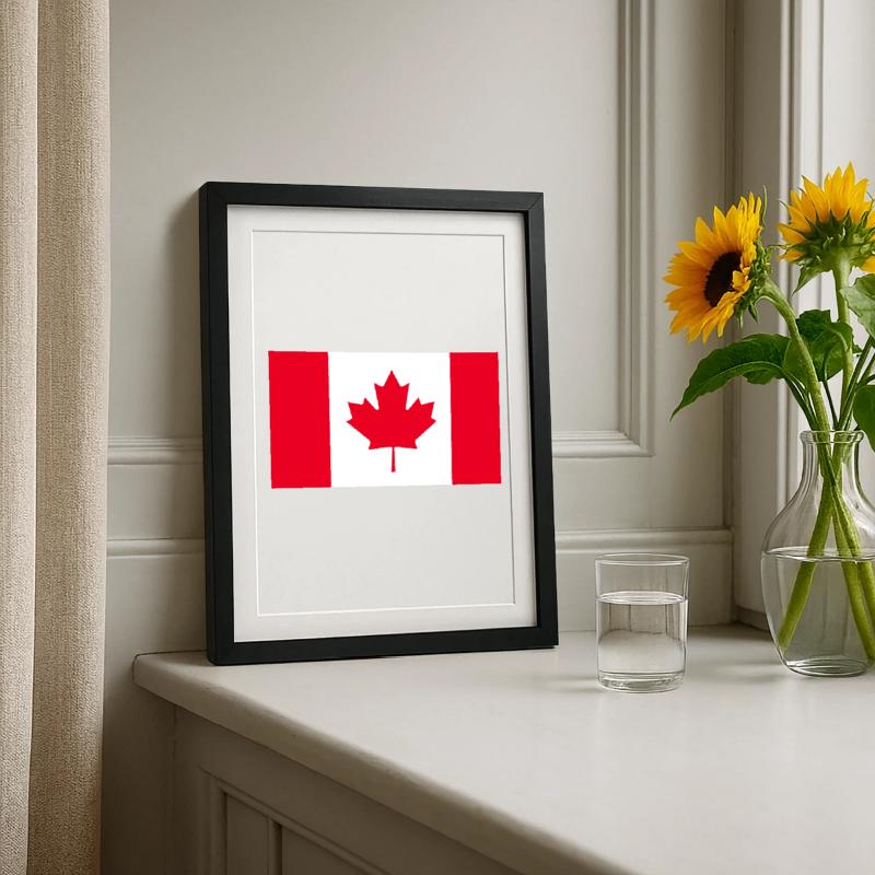 Get our Canada flags now Framed poster (27 × 37 cm)