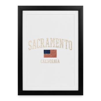 Sacramento Americana Flag Design - Framed poster (27 × 37 cm) - black - Front
