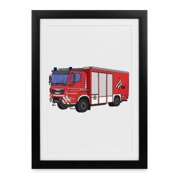 Véhicule de sauvetage de camions de pompiers - Affiche encadrée (27 × 37 cm) - noir - Devant