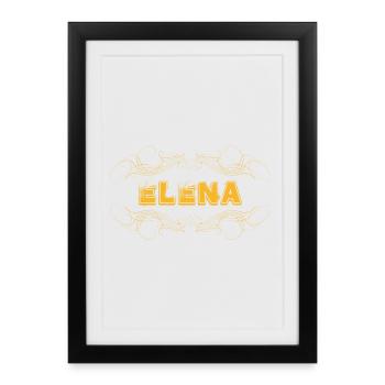 Lettrage ELENA décoré - Affiche encadrée (27 × 37 cm) - noir - Devant