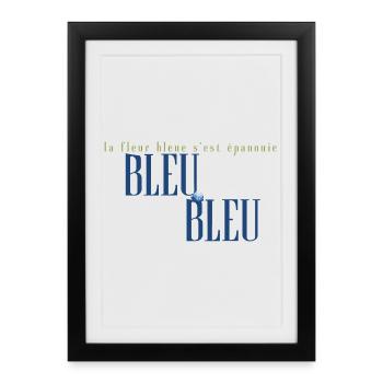 Bleu Fleur Épanouie Artwork - Framed poster (27 × 37 cm) - black - Front