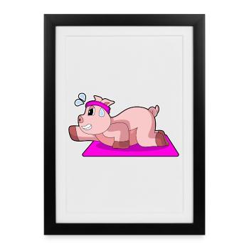 Gymnastique de fitness Yoga des cochons - Affiche encadrée (27 × 37 cm) - noir - Devant
