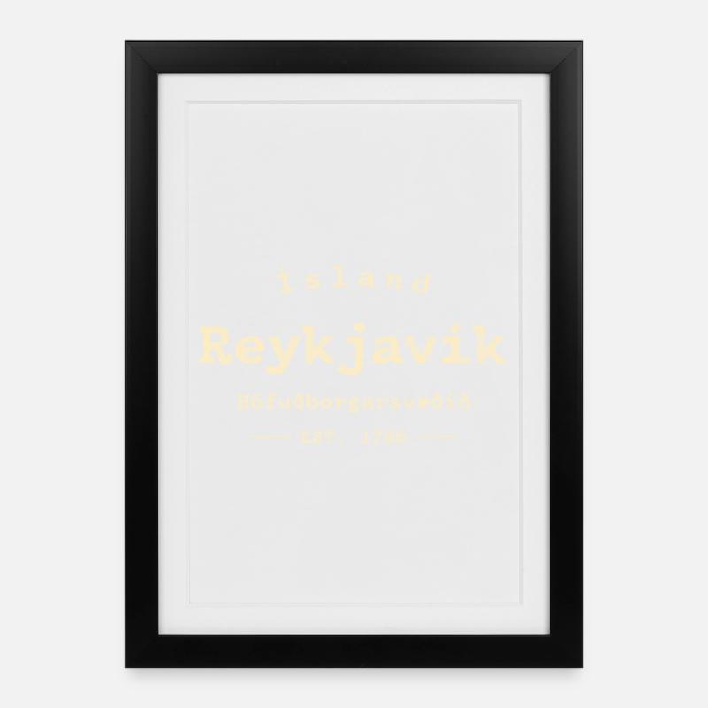 Isländisches Reykjavik Est 1786 - Gerahmtes Poster (27 × 37 cm) - Schwarz