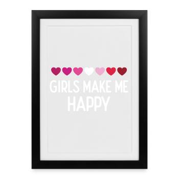 Pride Month LGBTQ - Girls Make Me Happy - Framed poster (27 × 37 cm) - black - Front