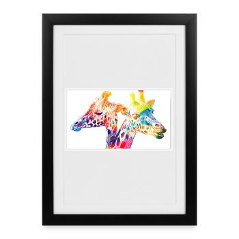 Colorful giraffes - Framed poster (27 × 37 cm) - black - Front