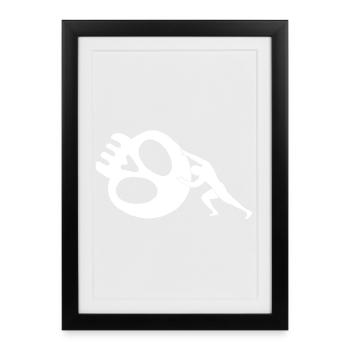 L'homme qui repousse la mort (blanc) - Affiche encadrée (27 × 37 cm) - noir - Devant