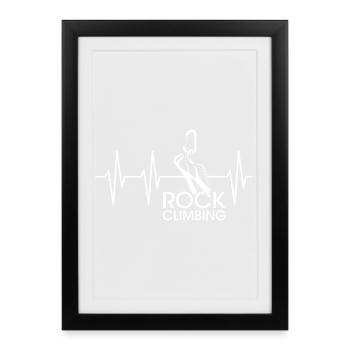 Rock Climbing Pulse Heartbeat Climbing Shoes Symbol - Framed poster (27 × 37 cm) - black - Front