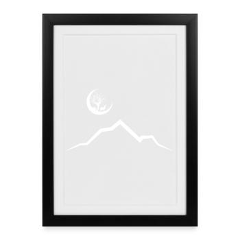 Deer Mountain Moon Outdoor und Natur - Gerahmtes Poster (27 × 37 cm) - Schwarz - Vorne
