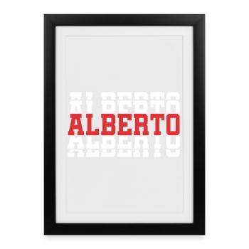 Alberto t-shirt t-shirt gift idea stacked text - Framed poster (27 × 37 cm) - black - Front