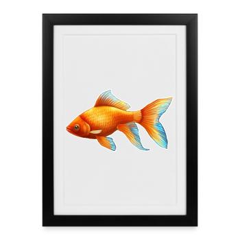 Goldfisch Nr.3 - Gerahmtes Poster (27 × 37 cm) - Schwarz - Vorne
