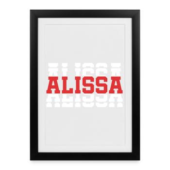 T-Shirt Alissa T-Shirt Geschenkidee gestapelter Text - Gerahmtes Poster (27 × 37 cm) - Schwarz - Vorne