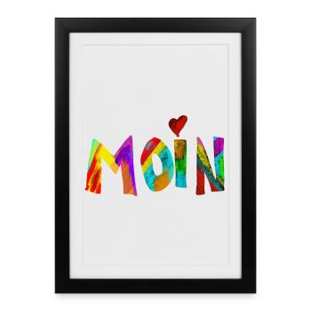 Moin Regenbogen Pinselbuchstaben - Gerahmtes Poster (27 × 37 cm) - Schwarz - Vorne