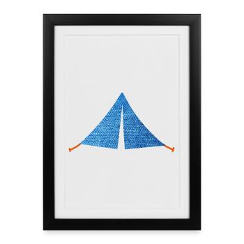 Tente Jeans Motif Camping Camper Camping Van Life - Affiche encadrée (27 × 37 cm) - noir - Devant