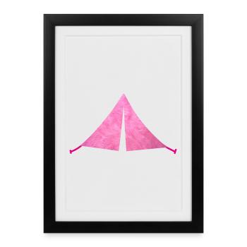 Tente Fell Camping Flausching Camper Extérieur Rose - Affiche encadrée (27 × 37 cm) - noir - Devant