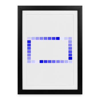 Jeu - Cadre rétro Carrés bleus à plusieurs niveaux - Affiche encadrée (27 × 37 cm) - noir - Devant