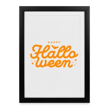 Spooky Halloween Bat and Pumpkin Design - Framed poster (27 × 37 cm) - black - Front