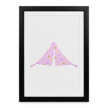 Tent Pink Dots Dots Camping Camper Girl - Framed poster (27 × 37 cm) - black - Front