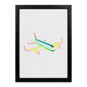 Graphique d’avion rétro - Affiche encadrée (27 × 37 cm) - noir - Devant