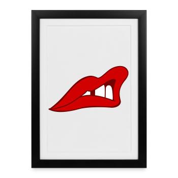 Lèvres rouges - Affiche encadrée (27 × 37 cm) - noir - Devant