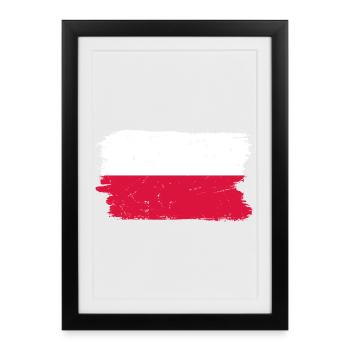 Polish Flag Brush Stroke - Framed poster (27 × 37 cm) - black - Front