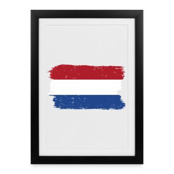 Drapeau de coup de pinceau rouge blanc bleu - Affiche encadrée (27 × 37 cm) - noir - Devant