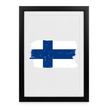 Drapeau finlandais de la Croix nordique - Affiche encadrée (27 × 37 cm) - noir - Devant