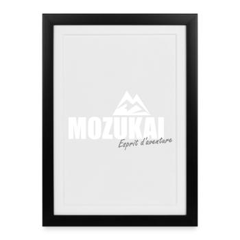 Logo blanc MOZUKAI OFFICIEL - Affiche encadrée (27 × 37 cm) - noir - Devant