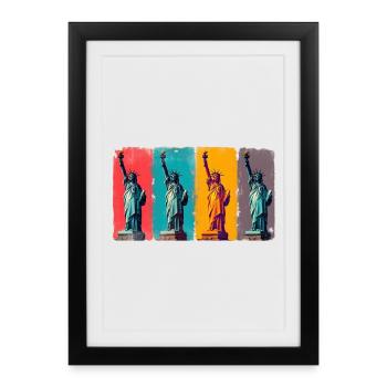 Statue de la Liberté États-Unis Pop Art Patriotique Warhol - Affiche encadrée (27 × 37 cm) - noir - Devant