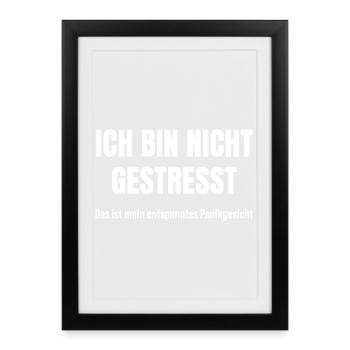 Ich bin nicht gestresst Panikmodus Sarkasmus - Gerahmtes Poster (27 × 37 cm) - Schwarz - Vorne