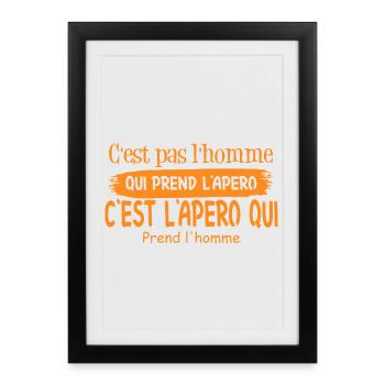 Citation humoristique sur la prise d'apéro - Affiche encadrée (27 × 37 cm) - noir - Devant