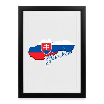 Carte de la Slovaquie, drapeau de la Slovaquie - Affiche encadrée (27 × 37 cm) - noir - Devant