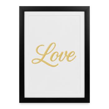 Gold Glitter Love Script Design - Framed poster (27 × 37 cm) - black - Front