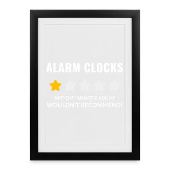 Keine Unsinn-Wecker-Illustration - Gerahmtes Poster (27 × 37 cm) - Schwarz - Vorne