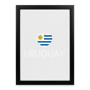Heart with Uruguay flag, I love Uruguay - Framed poster (27 × 37 cm) - black - Front