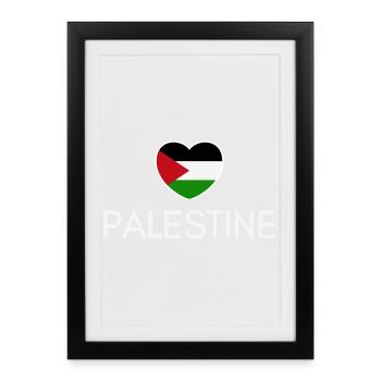 J’aime la Palestine, cœur la Palestine - Affiche encadrée (27 × 37 cm) - noir - Devant