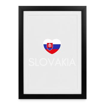 Cœur avec le drapeau slovaque, j’adore la Slovaquie - Affiche encadrée (27 × 37 cm) - noir - Devant