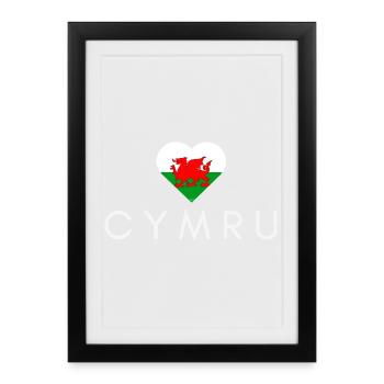 Heart with Welsh flag, Welsh pride - Framed poster (27 × 37 cm) - black - Front
