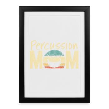 Perkussion Mama Retro Vintage Marching Band Design - Gerahmtes Poster (27 × 37 cm) - Schwarz - Vorne