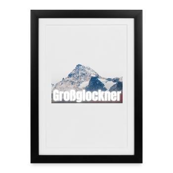Großglockner - Design with lettering & mountain shilouette - Framed poster (27 × 37 cm) - black - Front