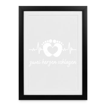 Expectant mother TWO HEARTS BEAT Funny - Framed poster (27 × 37 cm) - black - Front