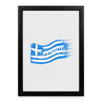 Drapeau grec - Affiche encadrée (27 × 37 cm) - noir - Devant