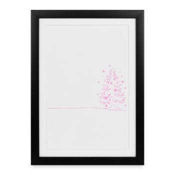 Croquis d’arbre de Noël de lignes roses - Affiche encadrée (27 × 37 cm) - noir - Devant
