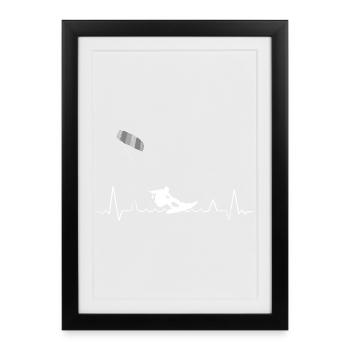 Kitesurfing Windsurfing Cardiogram - Framed poster (27 × 37 cm) - black - Front