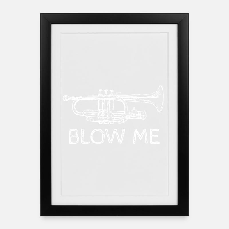 Lustige Slogan-Trompete - Gerahmtes Poster (27 × 37 cm) - Schwarz