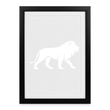 Safari de silhouette Lion Afrique Vector - Affiche encadrée (27 × 37 cm) - noir - Devant