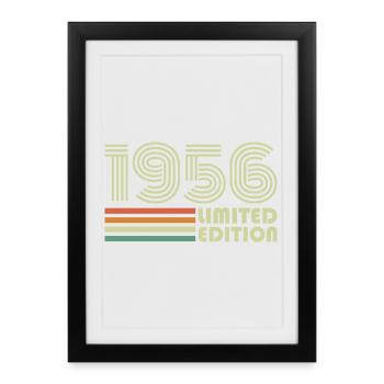 Cadeau d’anniversaire rétro vintage 1956 1956 - Affiche encadrée (27 × 37 cm) - noir - Devant