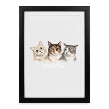 Cats meow funny cat lovers funny meow - Framed poster (27 × 37 cm) - black - Front