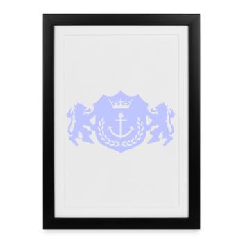 Armoiries de l’ancre du roi Armoiries Héraldique nautique - Affiche encadrée (27 × 37 cm) - noir - Devant