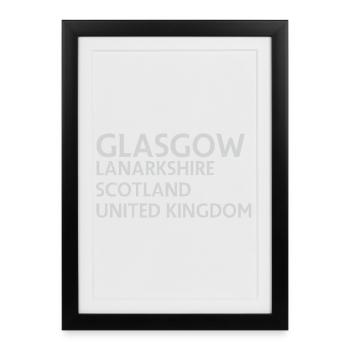 Glasgow – Scotland Textdesign - Affiche encadrée (27 × 37 cm) - noir - Devant