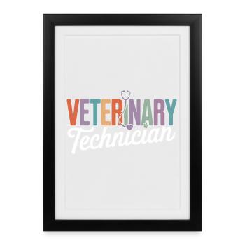 Tiermedizinischer Techniker Regenbogen-Logo - Gerahmtes Poster (27 × 37 cm) - Schwarz - Vorne